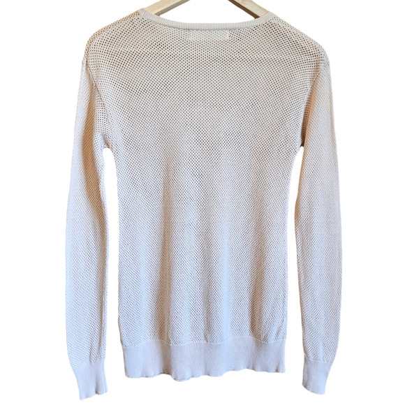 Zara Knit Netted Crochet Long Sleeve Sweater Cream Women's Small - Picture 6 of 7